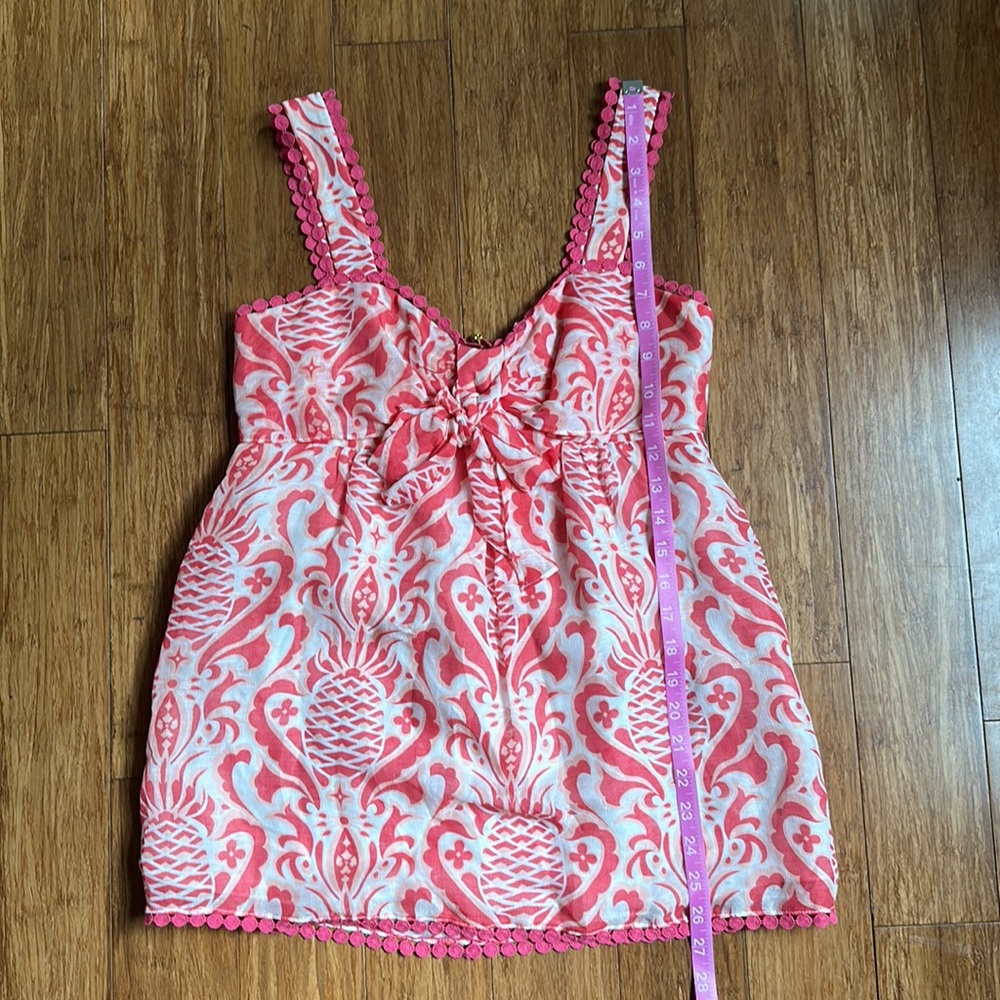 Women's Kate Spade Pineapple Print Top Freshwhite & Peach Pink Size 4 - Picture 4 of 7